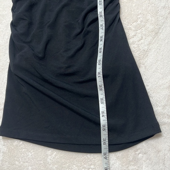 Good American Low Down Mini Ruched Dress Black V Neck Stretch - Picture 9 of 9